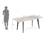 6 Seater Bevon Ceramic Dining Set with Quado Base and Linzy Chairs- Cloud Beige