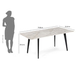 6 Seater Bevon Ceramic Dining Set with Quado Base and Nivo Chairs- Cloud Beige