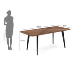 6 Seater Parquel Wooden Dining Set with Quado Base and Linzy Chairs- Walnut Brown