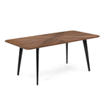 6 Seater Parquel Wooden Dining Set with Quado Base and Linzy Chairs- Walnut Brown