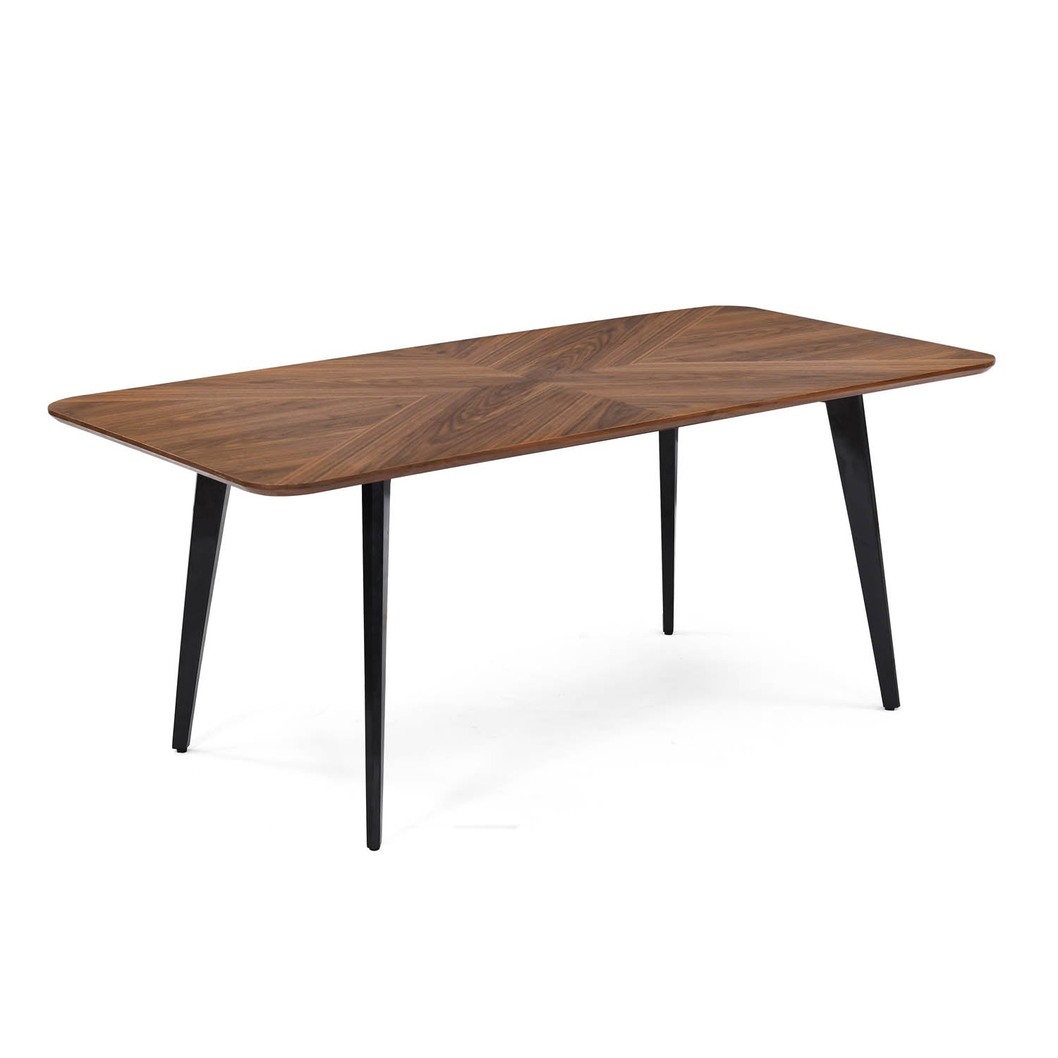 6 Seater Parquel Wooden Dining Set with Quado Base and Ellipse Chairs- Walnut Brown