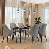 6 Seater Parquel Wooden Dining Set with Quado Base and Tierra Chairs- Walnut Brown