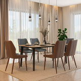 6 Seater Trava Marble Dining Set with Quado Base and Ellipse Chairs- Travertine