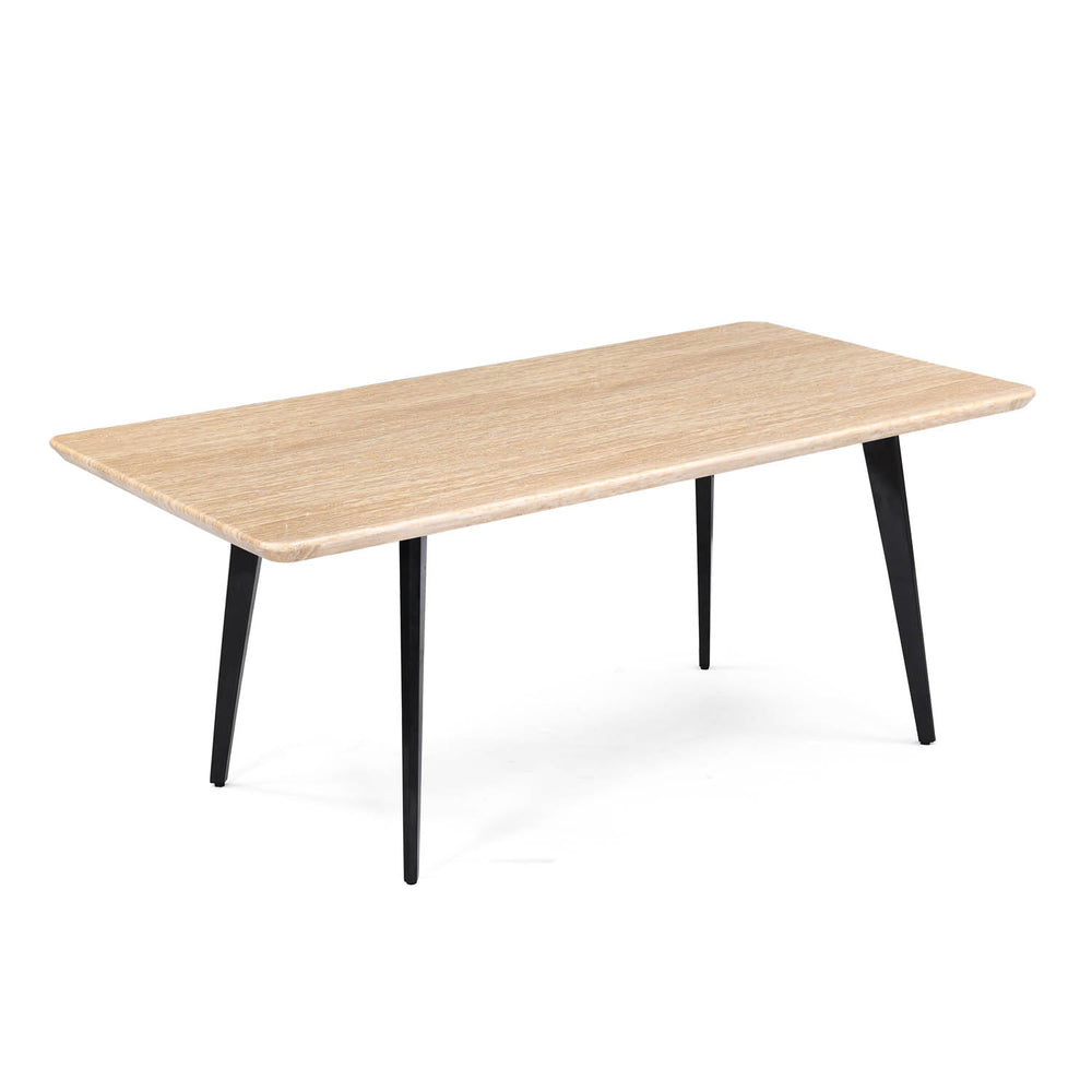 6 Seater Trava Marble Dining Set with Quado Base and Tierra Chairs- Travertine