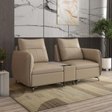Infinia 2 Seater Leatherette Sofa with Rectangle Console- Beige