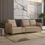 Infinia 1+2 Seater Leatherette Sofa Set with Triangle Console- Beige