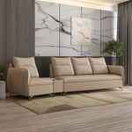 Infinia 1+3 Seater Leatherette Sofa Set with Triangle Console- Beige