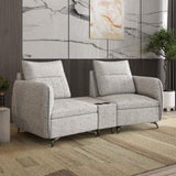 Infinia 2 Seater Fabric Sofa with Triangle Console- Off White