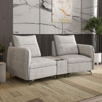 Infinia 2 Seater Fabric Sofa with Triangle Console- Off White