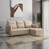 Infinia 3 Seater Leatherette Sofa with Left Lounger- Beige