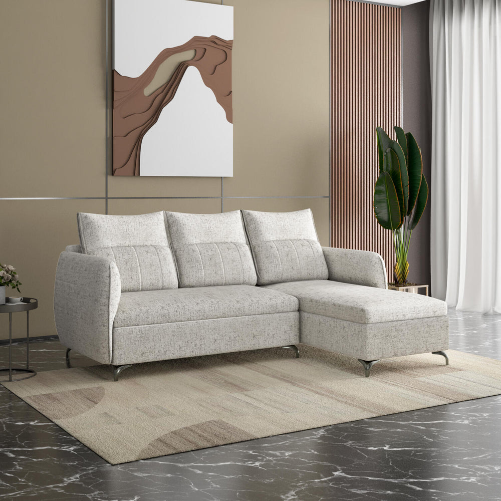Infinia 3 Seater Fabric Sofa with Left Lounger - Off White