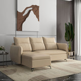 Infinia 3 Seater Leatherette Sofa with Right Lounger- Beige