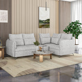 Infinia 2+1+1 Seater Fabric Sofa Set with Left Corner Sofa and Rectangle Console- Off White