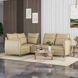 Infinia 2+1+1 Seater Leatherette Sofa Set with Right Corner Sofa and Rectangle Console- Beige