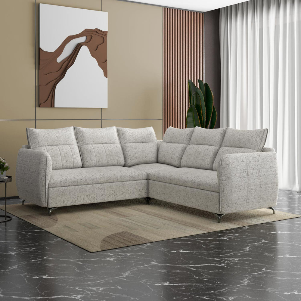 Infinia 2+2+1 Seater Fabric Sofa Set with Left Corner Sofa- Off White