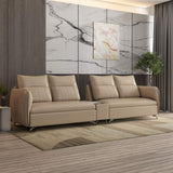 Infinia 2+2 Seater Leatherette Sofa Set with Rectangle Console- Beige