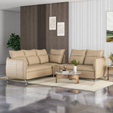 Infinia 2+2+1 Seater Leatherette Sofa Set with Left Corner Sofa and Rectangle Console- Beige