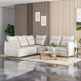 Infinia 2+2+1 Seater Fabric Sofa Set with Left Corner Sofa and Rectangle Console- Off White