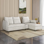 Infinia 3 Seater Fabric Sofa with Left Lounger and Rectangle Console- Off White
