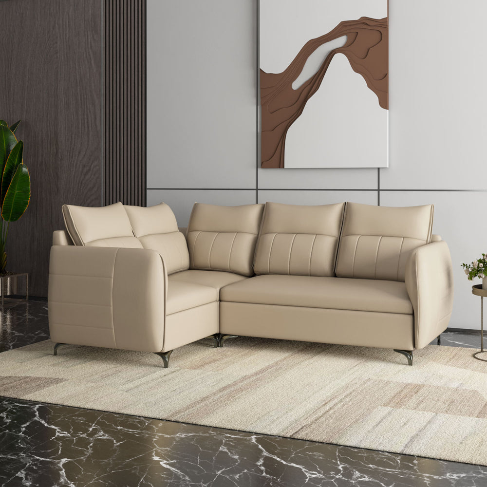 Infinia 2+1+1 Seater Leatherette Sofa Set with Right Corner Sofa- Beige