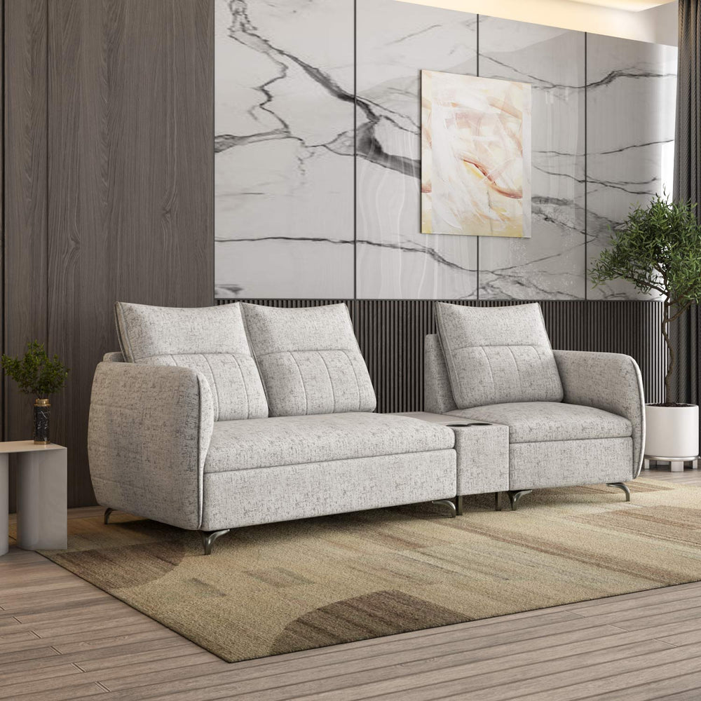 Infinia 2+1 Seater Fabric Sofa Set with Triangle Console- Off White