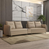 Infinia 2+2 Seater Leatherette Sofa Set with Triangle Console- Beige