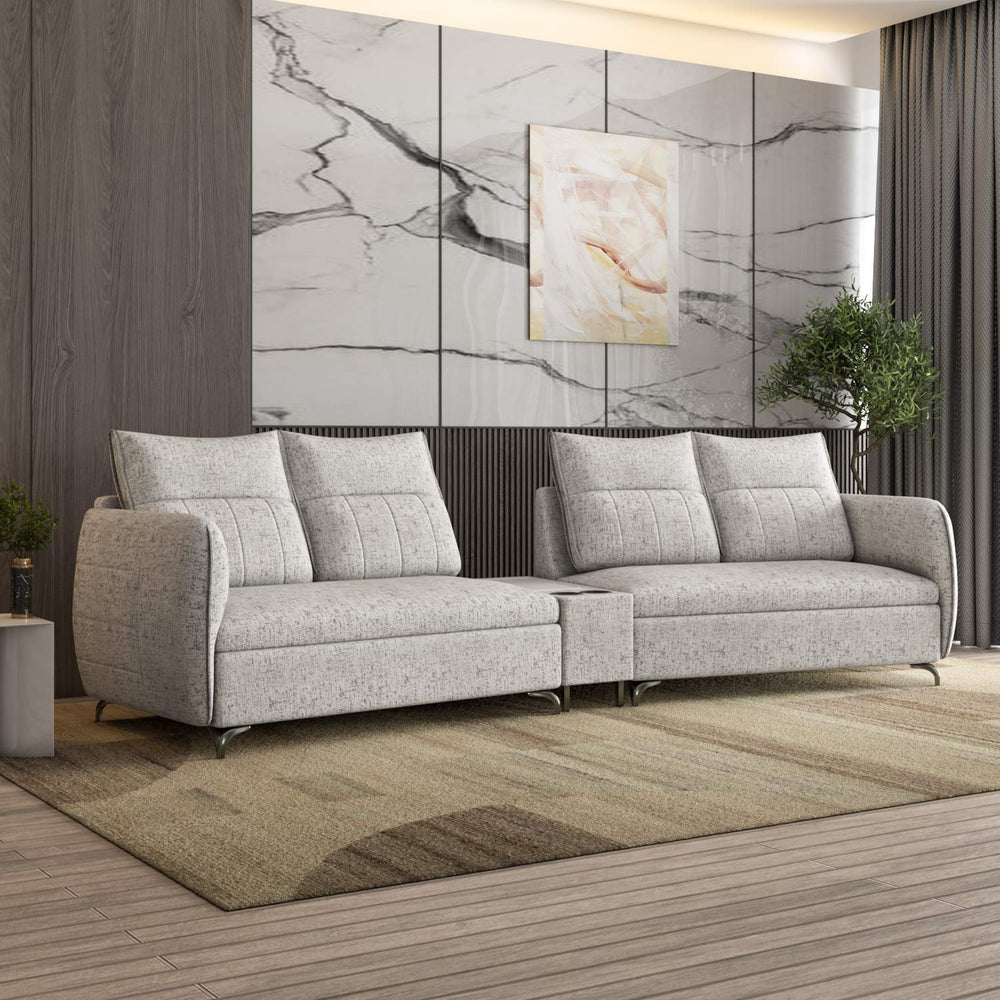 Infinia 2+2 Seater Fabric Sofa Set with Triangle Console- Off White