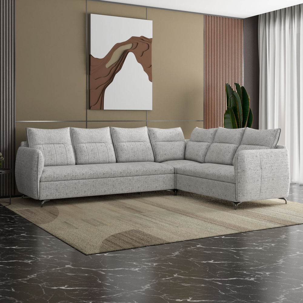 Infinia 3+2+1 Seater Fabric Sofa Set with Left Corner Sofa- Off White