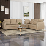 Infinia 3+2+1 Seater Leatherette Sofa Set with Left Corner Sofa and Rectangle Console- Beige