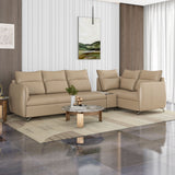 Infinia 3+1+1 Seater Leatherette Sofa Set with Left Corner Sofa and Rectangle Console- Beige