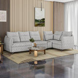 Infinia 3+1+1 Seater Fabric Sofa Set with Left Corner Sofa and Rectangle Console- Off White
