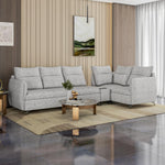 Infinia 3+1+1 Seater Fabric Sofa Set with Left Corner Sofa and Rectangle Console- Off White
