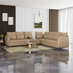 Infinia 3+3+1 Seater Leatherette Sofa Set with Right Corner Sofa and Rectangle Console- Beige