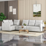 Infinia 3+1+1 Seater Fabric Sofa Set with Right Corner Sofa and Rectangle Console- Off White