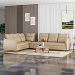 Infinia 3+2+1 Seater Leatherette Sofa Set with Right Corner Sofa and Rectangle Console- Beige