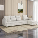 Infinia 4 Seater Fabric Sofa with Left Lounger and Rectangle Console- Off White