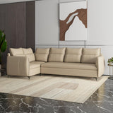 Infinia 3+1+1 Seater Leatherette Sofa Set with Right Corner Sofa- Beige