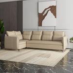 Infinia 3+1+1 Seater Leatherette Sofa Set with Right Corner Sofa- Beige