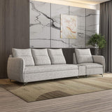 Infinia 3+1 Seater Fabric Sofa Set with Triangle Console- Off White