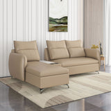 Infinia 3 Seater Leatherette Sofa with Right Lounger and Rectangle Console- Beige