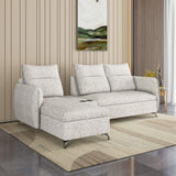 Infinia 3 Seater Fabric Sofa with Right Lounger and Rectangle Console- Off White