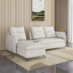Infinia 3 Seater Fabric Sofa with Right Lounger and Rectangle Console- Off White