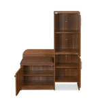 Magnus 2 Door Shoe Cabinet with Small Storage Tower- Lyon Walnut