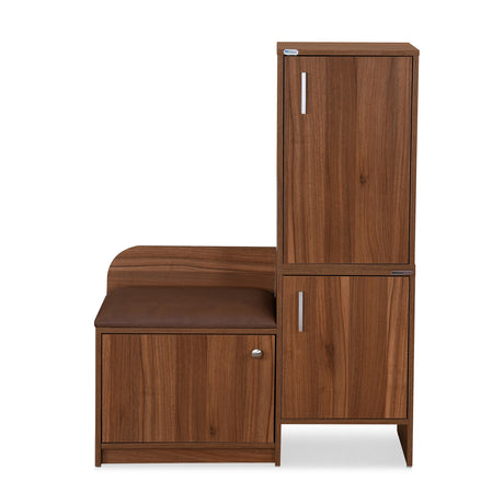 Magnus 2 Door Shoe Cabinet with Small Storage Tower- Lyon Walnut