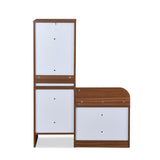 Magnus 2 Door Shoe Cabinet with Small Storage Tower- Lyon Walnut