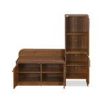 Magnus 3 Door Shoe Cabinet with Small Storage Tower- Lyon Walnut