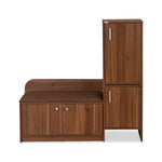 Magnus 3 Door Shoe Cabinet with Small Storage Tower- Lyon Walnut