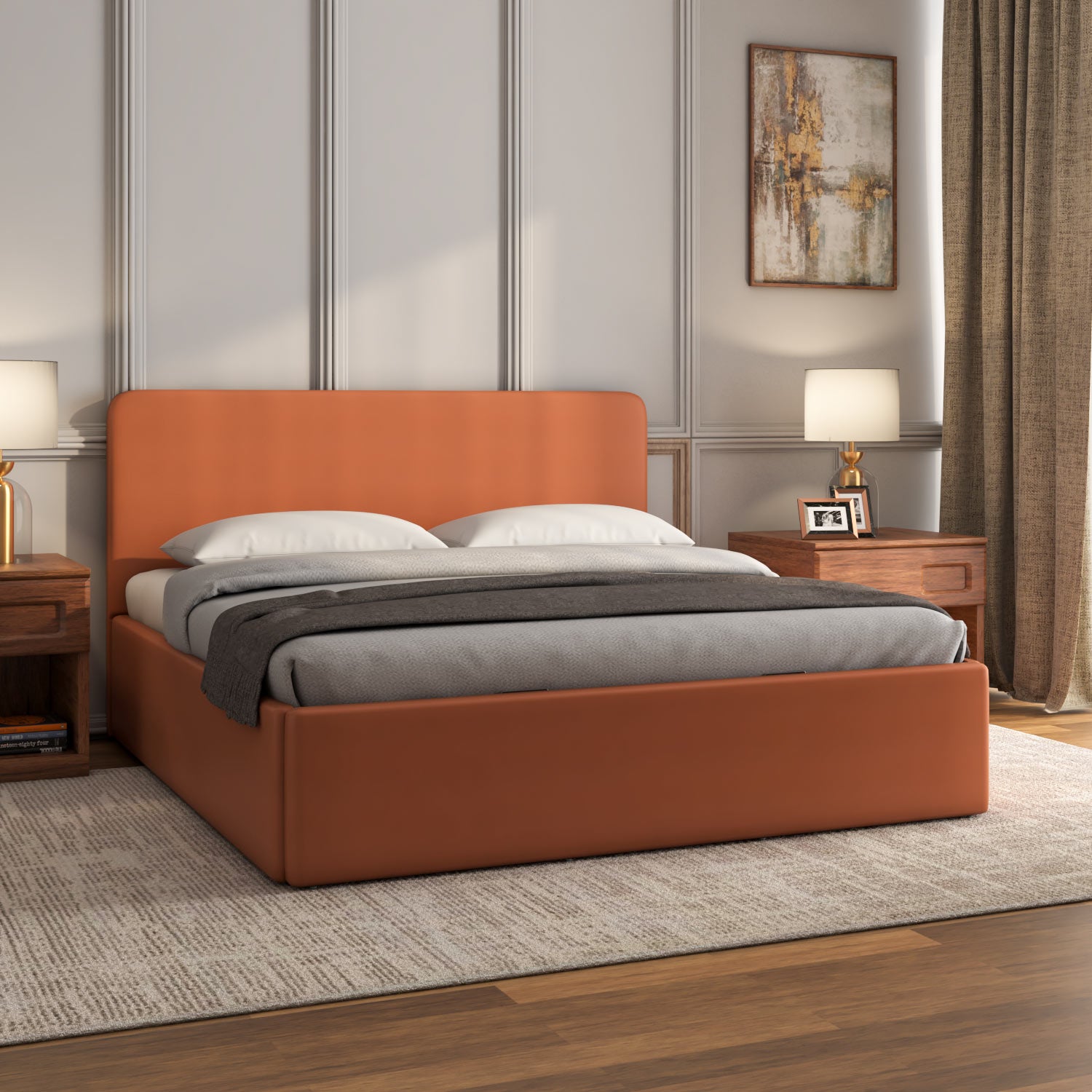 Lynn Hydraulic Bed with Edra Headboard- Clay