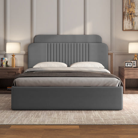 Lynn Hydraulic Bed with Liana Headboard- Grey