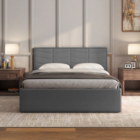Lynn Hydraulic Bed with Torrent Headboard- Grey